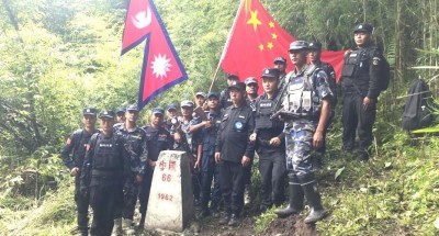  सशस्त्र प्रहरी र चिनियाँ प्रहरीको टोलीद्वारा पाँच सीमास्तम्भको निरीक्षण 